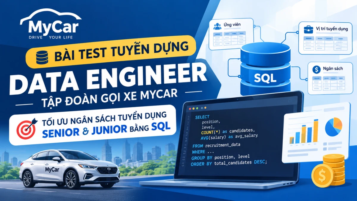 Bài test tuyển dụng Data Engineer của tập đoàn gọi xe MyCar tại Mã Lay: Tối Ưu Ngân Sách Tuyển Dụng Senior Và Junior Bằng SQL
