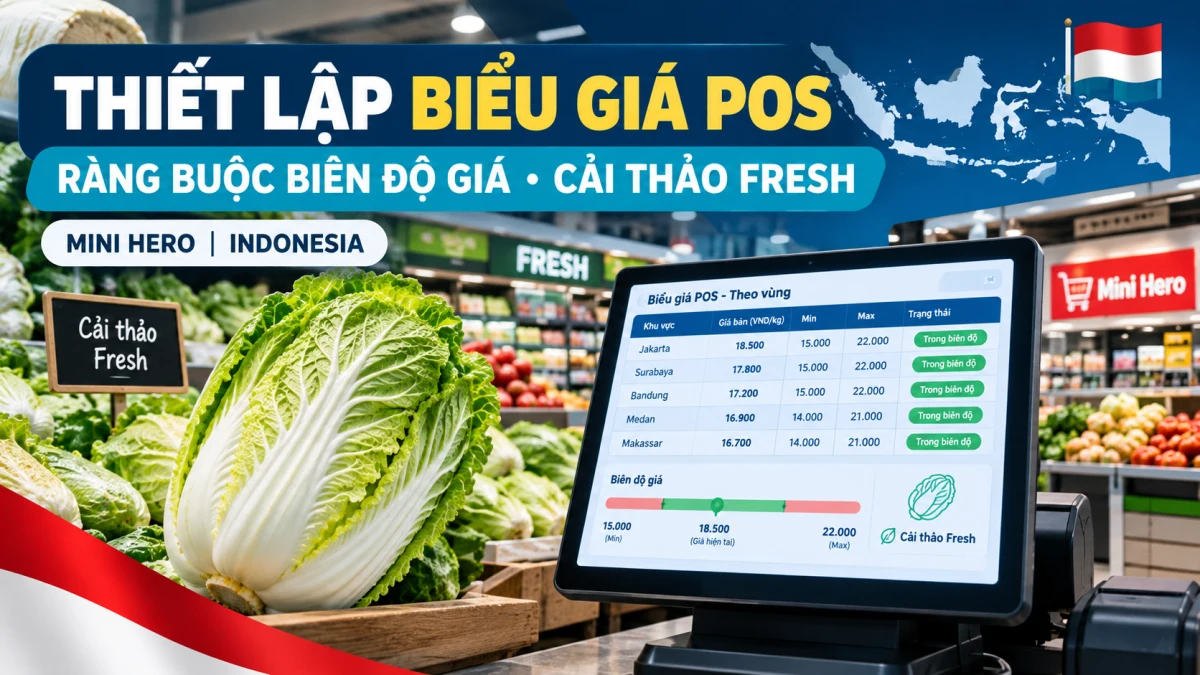 Khai Báo Biểu Giá POS Cấp Vùng (RM) & Ràng Buộc Biên Độ Mặt Hàng Fresh Cải Thảo Mini — Hero Supermarket (Indonesia)